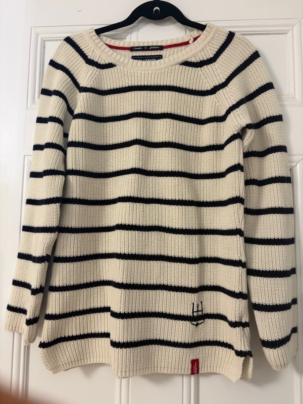 Holebrook Stripe Crewneck Sweater in Cream and Navy